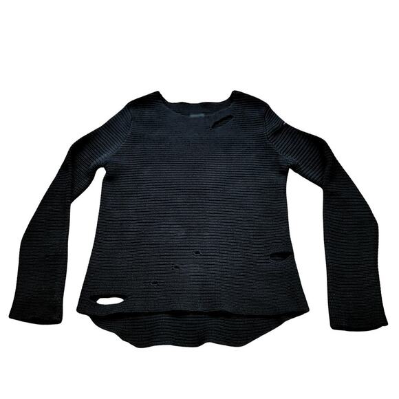 RTA Jules Reinforced Distressed Rib Knit Sweater Womens S Holes Grunge Classy - Picture 13 of 14